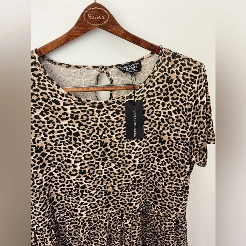 Wednesday’s Girl Maternity Dress cheetah Leopard Print NWT Size 14 NEW